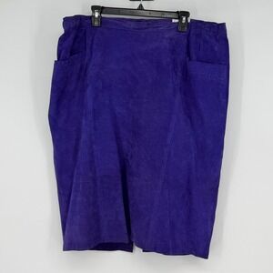Cedars Woman Vintage Purple Suede Leather Midi Pencil Skirt Size 24 Plus Size